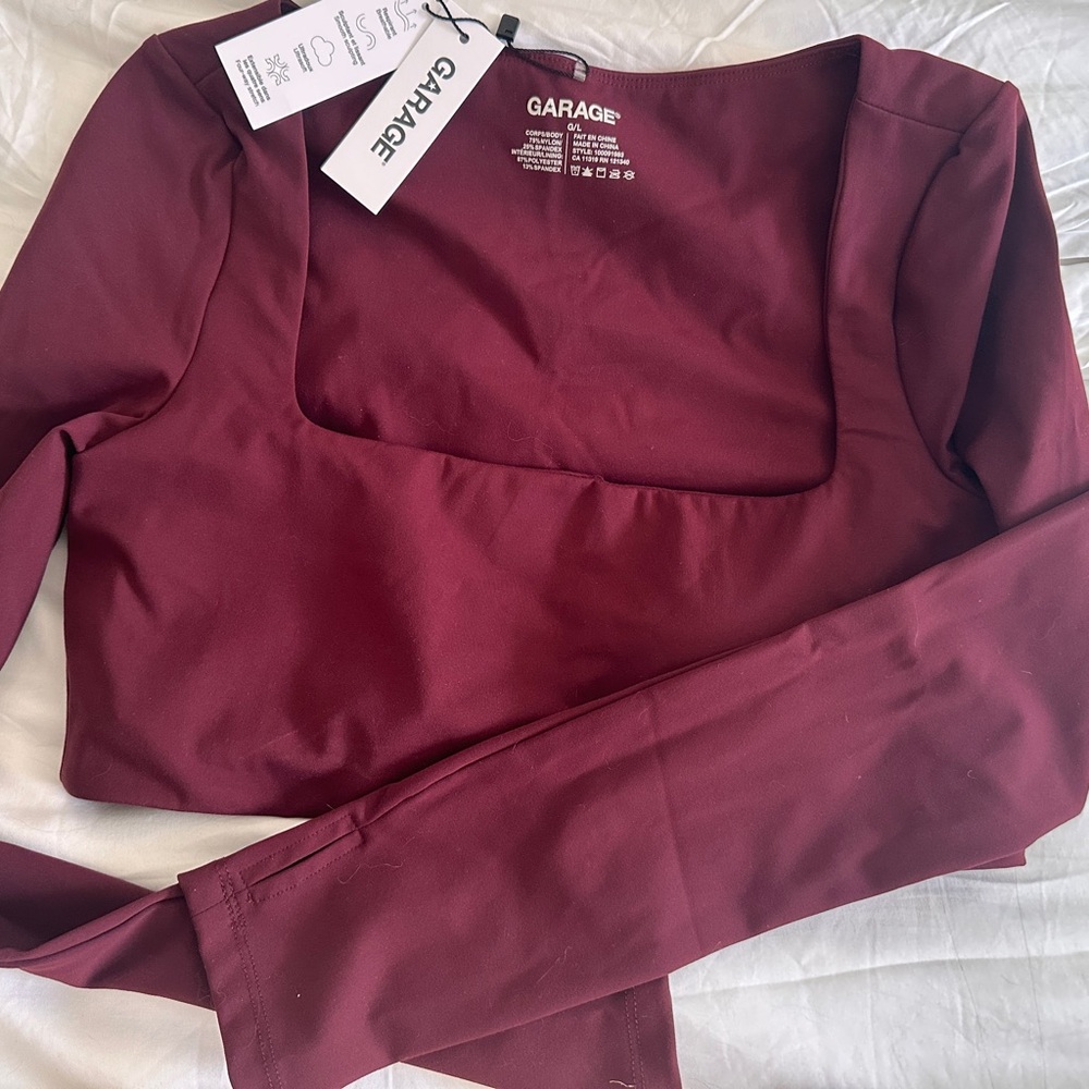 Garage Women's Deep Burgundy Square Neck Blouse